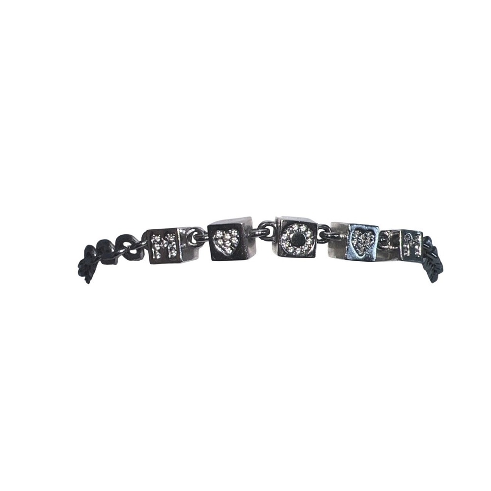 swarovski crystal Women's Block MOM Braclet With Hearts Rhodium Plated